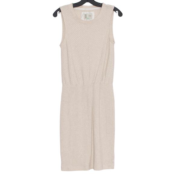 Saturday Sunday Dress Minimalist Coastal Cottage Drop Waist Sleeveless Tan XS - Picture 1 of 6